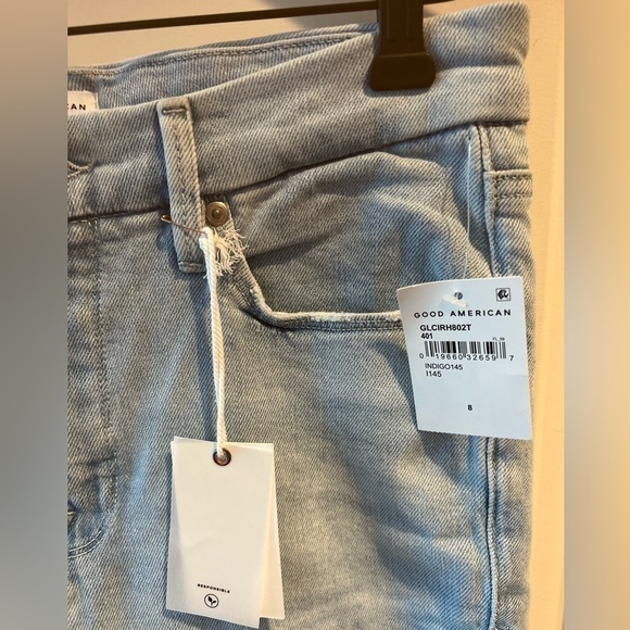 Good American INDIGO145 Women's Good Legs Raw Hem Cigarette Jeans - Picture 8 of 16